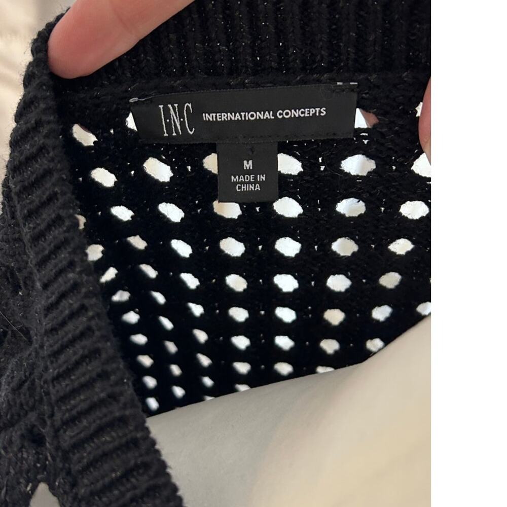INC International Concepts Women's Size M Black Open Knit Pullover Sweater #0178 - Picture 5 of 7